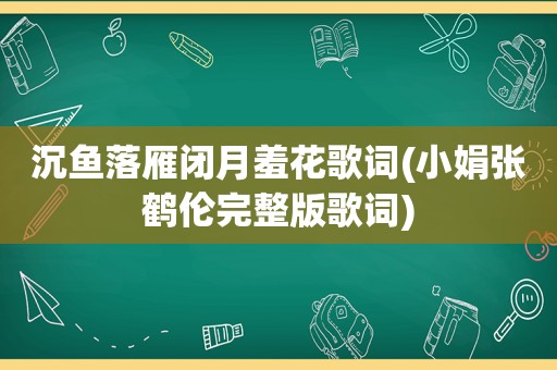 沉鱼落雁闭月羞花歌词(小娟张鹤伦完整版歌词)