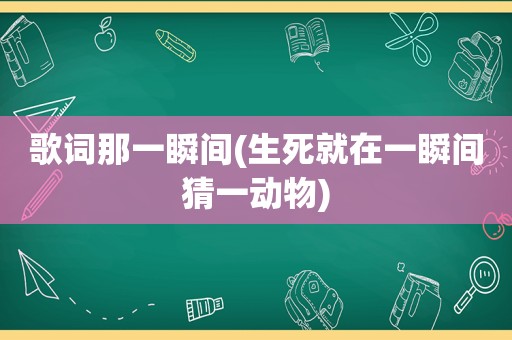 歌词那一瞬间(生死就在一瞬间猜一动物)