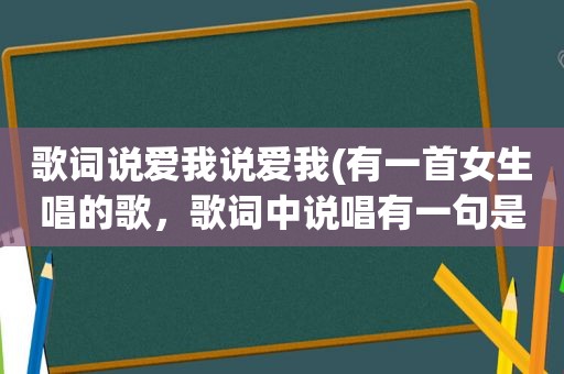 歌词说爱我说爱我(有一首女生唱的歌，歌词中说唱有一句是：你爱我，我爱他，他爱她的是什么歌)