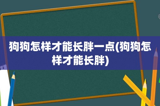 狗狗怎样才能长胖一点(狗狗怎样才能长胖)