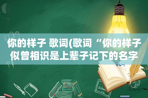 你的样子 歌词(歌词“你的样子似曾相识是上辈子记下的名字”求歌名)