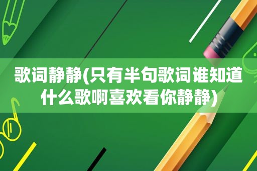 歌词静静(只有半句歌词谁知道什么歌啊喜欢看你静静)