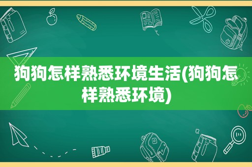 狗狗怎样熟悉环境生活(狗狗怎样熟悉环境)