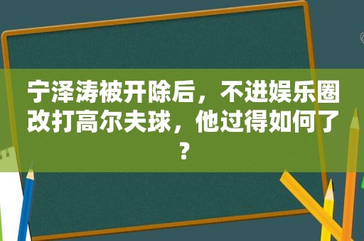 宁泽涛被开除后，不进娱乐圈改打高尔夫球，他过得如何了？