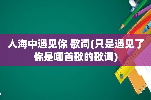 人海中遇见你 歌词(只是遇见了你是哪首歌的歌词)