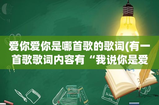 爱你爱你是哪首歌的歌词(有一首歌歌词内容有“我说你是爱我的，我说你是舍不得”这首歌叫什么名)