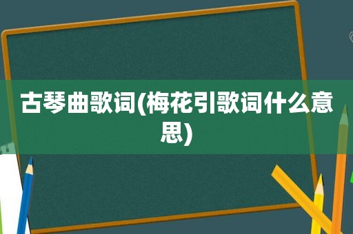 古琴曲歌词(梅花引歌词什么意思)