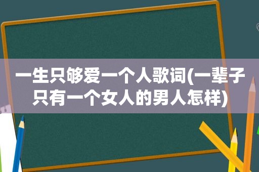 一生只够爱一个人歌词(一辈子只有一个女人的男人怎样)