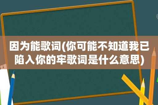 因为能歌词(你可能不知道我已陷入你的牢歌词是什么意思)