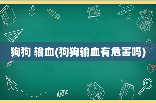 狗狗 输血(狗狗输血有危害吗)