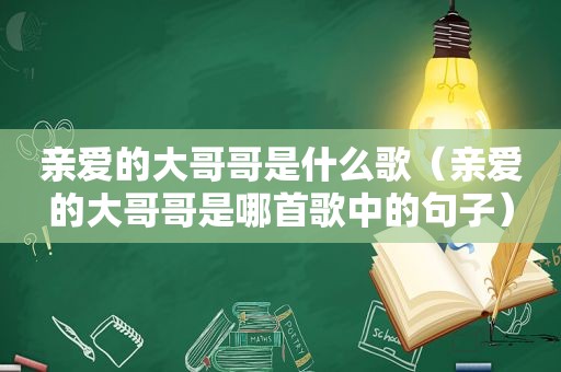 亲爱的大哥哥是什么歌（亲爱的大哥哥是哪首歌中的句子）