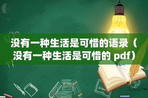 没有一种生活是可惜的语录（没有一种生活是可惜的 pdf）