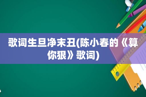 歌词生旦净末丑(陈小春的《算你狠》歌词)