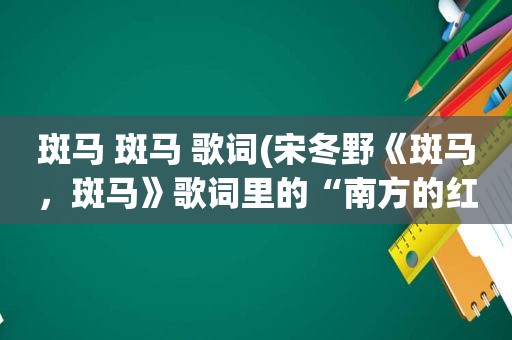 斑马 斑马 歌词(宋冬野《斑马，斑马》歌词里的“南方的红色”有什么含义)