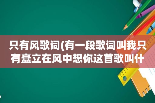 只有风歌词(有一段歌词叫我只有矗立在风中想你这首歌叫什么)