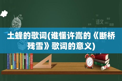 土蜂的歌词(谁懂许嵩的《断桥残雪》歌词的意义)