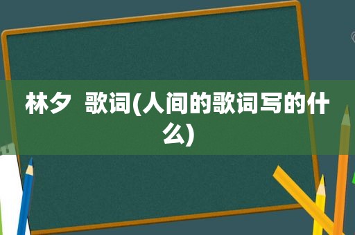 林夕  歌词(人间的歌词写的什么)