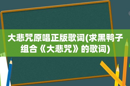 大悲咒原唱正版歌词(求黑鸭子组合《大悲咒》的歌词)