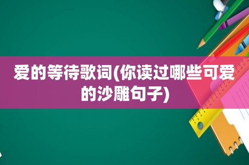 爱的等待歌词(你读过哪些可爱的沙雕句子)