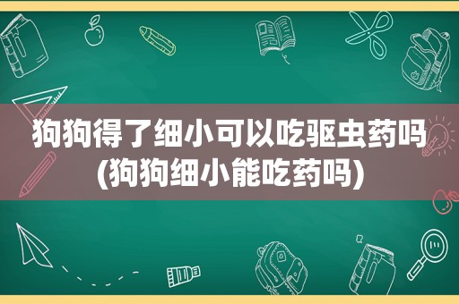 狗狗得了细小可以吃驱虫药吗(狗狗细小能吃药吗)