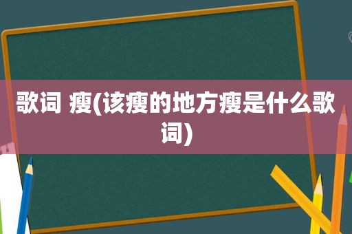 歌词 瘦(该瘦的地方瘦是什么歌词)