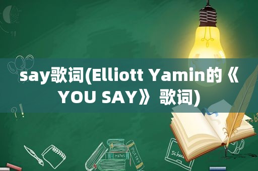 say歌词(Elliott Yamin的《YOU SAY》 歌词)