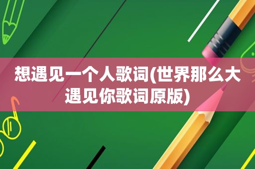 想遇见一个人歌词(世界那么大遇见你歌词原版)