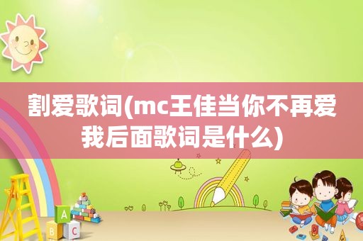 割爱歌词(mc王佳当你不再爱我后面歌词是什么)