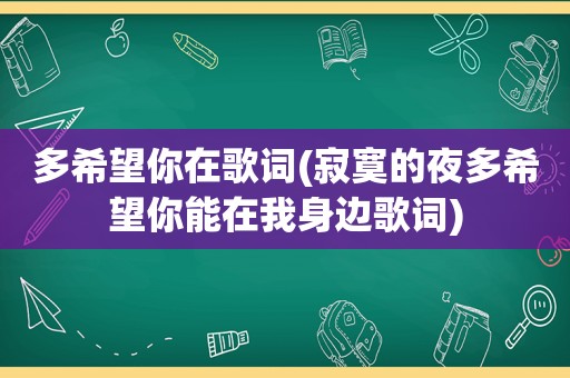 多希望你在歌词(寂寞的夜多希望你能在我身边歌词)