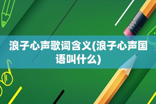 浪子心声歌词含义(浪子心声国语叫什么)