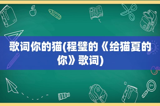 歌词你的猫(程璧的《给猫夏的你》歌词)