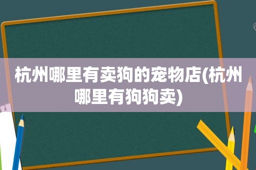 杭州哪里有卖狗的宠物店(杭州哪里有狗狗卖)