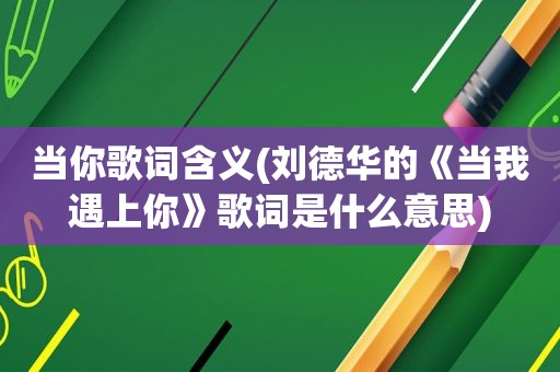 当你歌词含义(刘德华的《当我遇上你》歌词是什么意思)