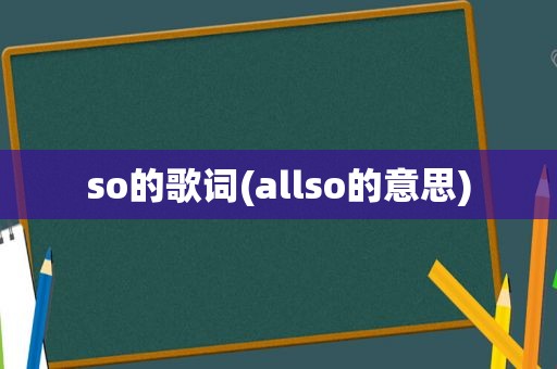 so的歌词(allso的意思)