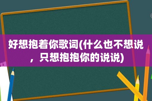 好想抱着你歌词(什么也不想说，只想抱抱你的说说)