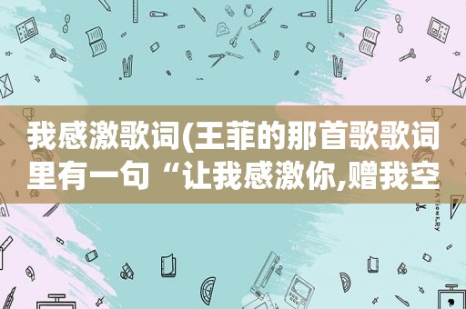 我感激歌词(王菲的那首歌歌词里有一句“让我感激你,赠我空欢喜”)