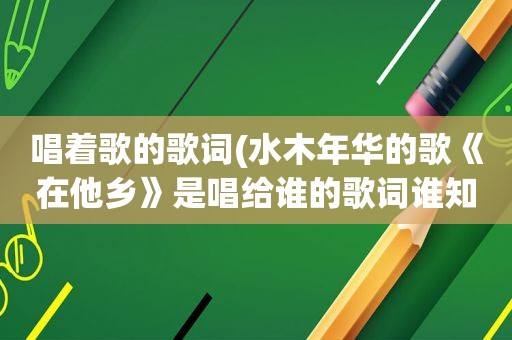 唱着歌的歌词(水木年华的歌《在他乡》是唱给谁的歌词谁知道啊谢谢)