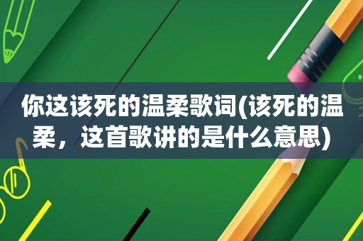 你这该死的温柔歌词(该死的温柔，这首歌讲的是什么意思)