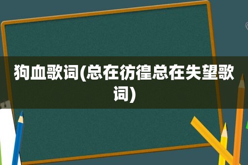 狗血歌词(总在彷徨总在失望歌词)