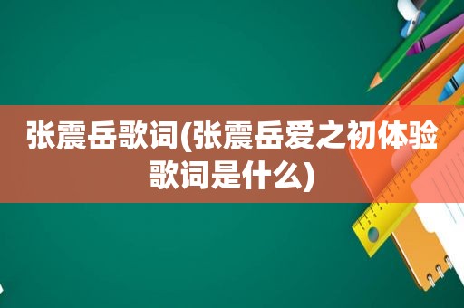 张震岳歌词(张震岳爱之初体验歌词是什么)