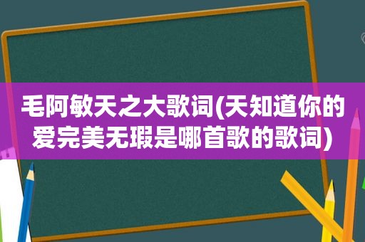 毛阿敏天之大歌词(天知道你的爱完美无瑕是哪首歌的歌词)