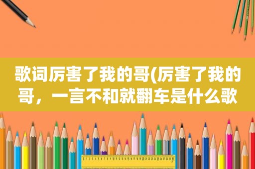 歌词厉害了我的哥(厉害了我的哥，一言不和就翻车是什么歌的歌词)