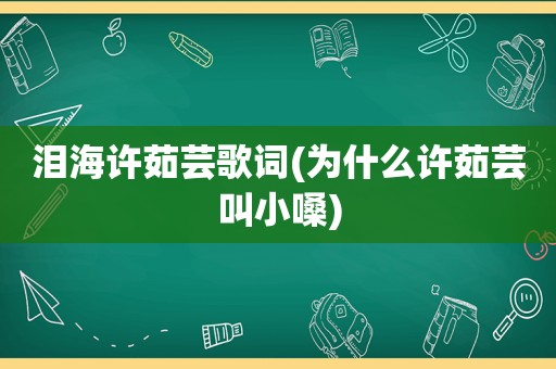 泪海许茹芸歌词(为什么许茹芸叫小嗓)  第1张