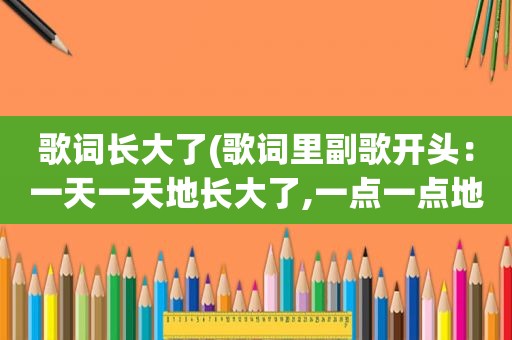 歌词长大了(歌词里副歌开头：一天一天地长大了,一点一点地遗忘了……男的唱的，求歌名)