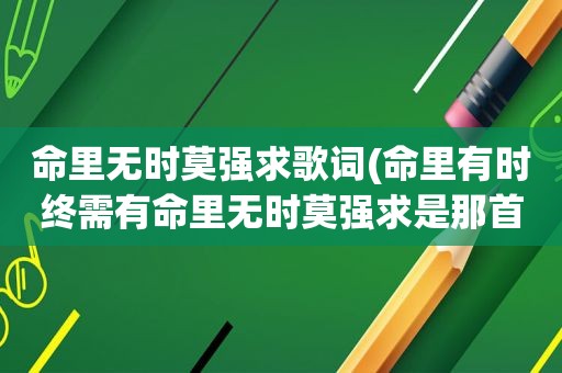 命里无时莫强求歌词(命里有时终需有命里无时莫强求是那首歌的歌词谢谢)