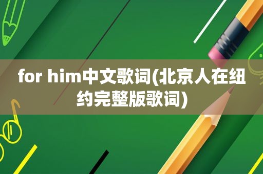 for him中文歌词(北京人在纽约完整版歌词)