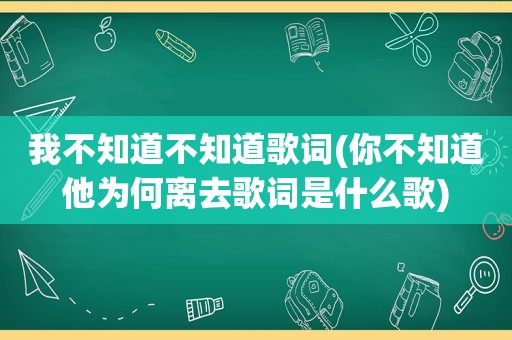 我不知道不知道歌词(你不知道他为何离去歌词是什么歌)