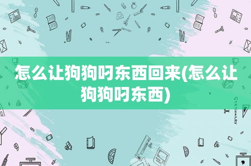 怎么让狗狗叼东西回来(怎么让狗狗叼东西)  第1张