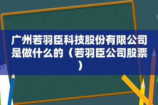 广州若羽臣科技股份有限公司是做什么的（若羽臣公司股票）