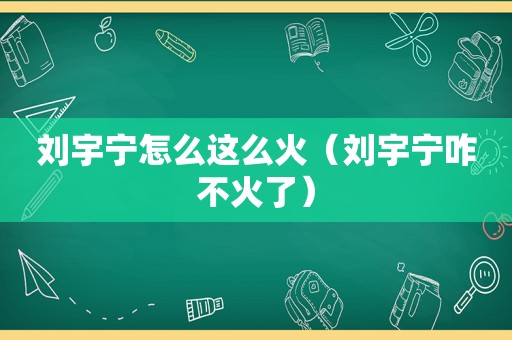 刘宇宁怎么这么火（刘宇宁咋不火了）